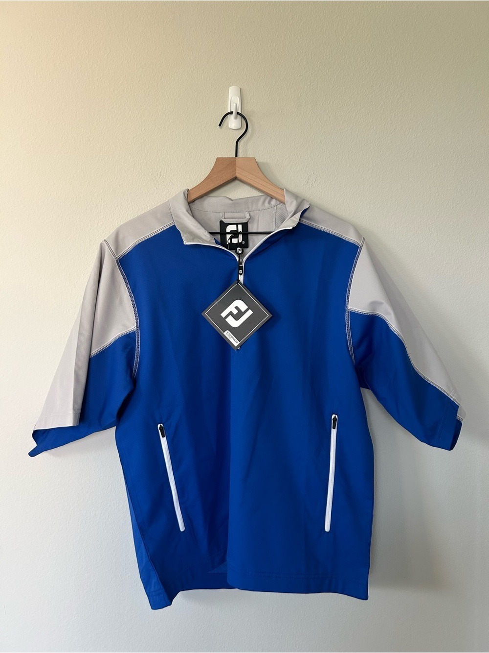 FootJoy FJ Sport Windshirt Mens Small Royal Silver Short Sleeve Golf NEW NWT